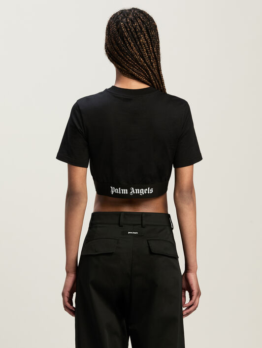Classic Logo Tape Crop Tee PALM ANGELS Classic Logo Tape Crop Tee BLACK BLACK PWAA067C99JER001