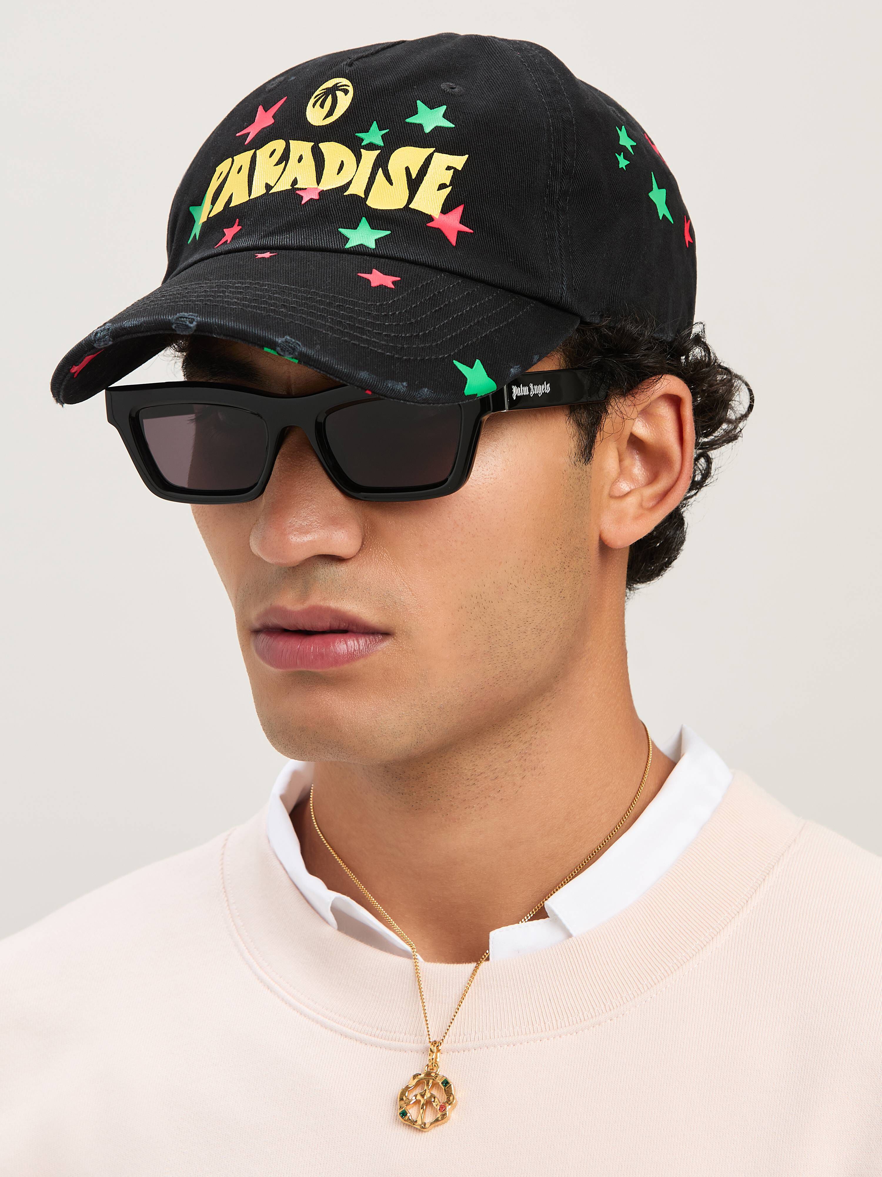 PALM ANGELS  Paradise baseball cap BLACK - YELLOW PMLB108S25FAB003