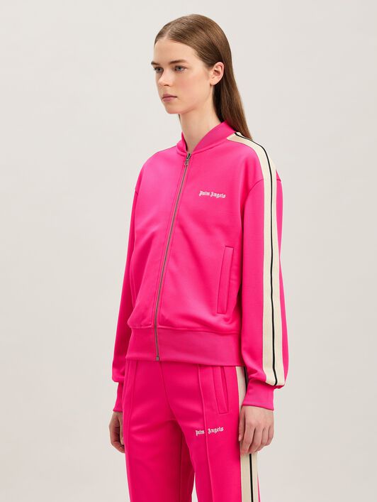 PALM ANGELS  Bomberjacke mit klassischem Logo und Stickerei FUCHSIA - OFF WHITE PWBD050S25FAB002
