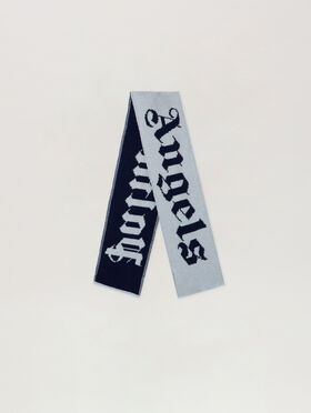 PALM ANGELS Logo Knit Scarf LIGHT BLUE - NAVY BLUE PBMA009F25KNI001