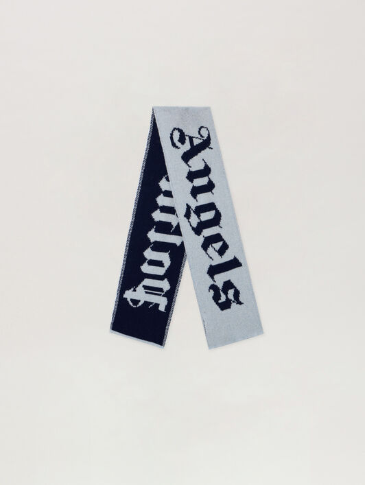 Logo Knit Scarf PALM ANGELS Logo Knit Scarf LIGHT BLUE - NAVY BLUE PBMA009F25KNI001