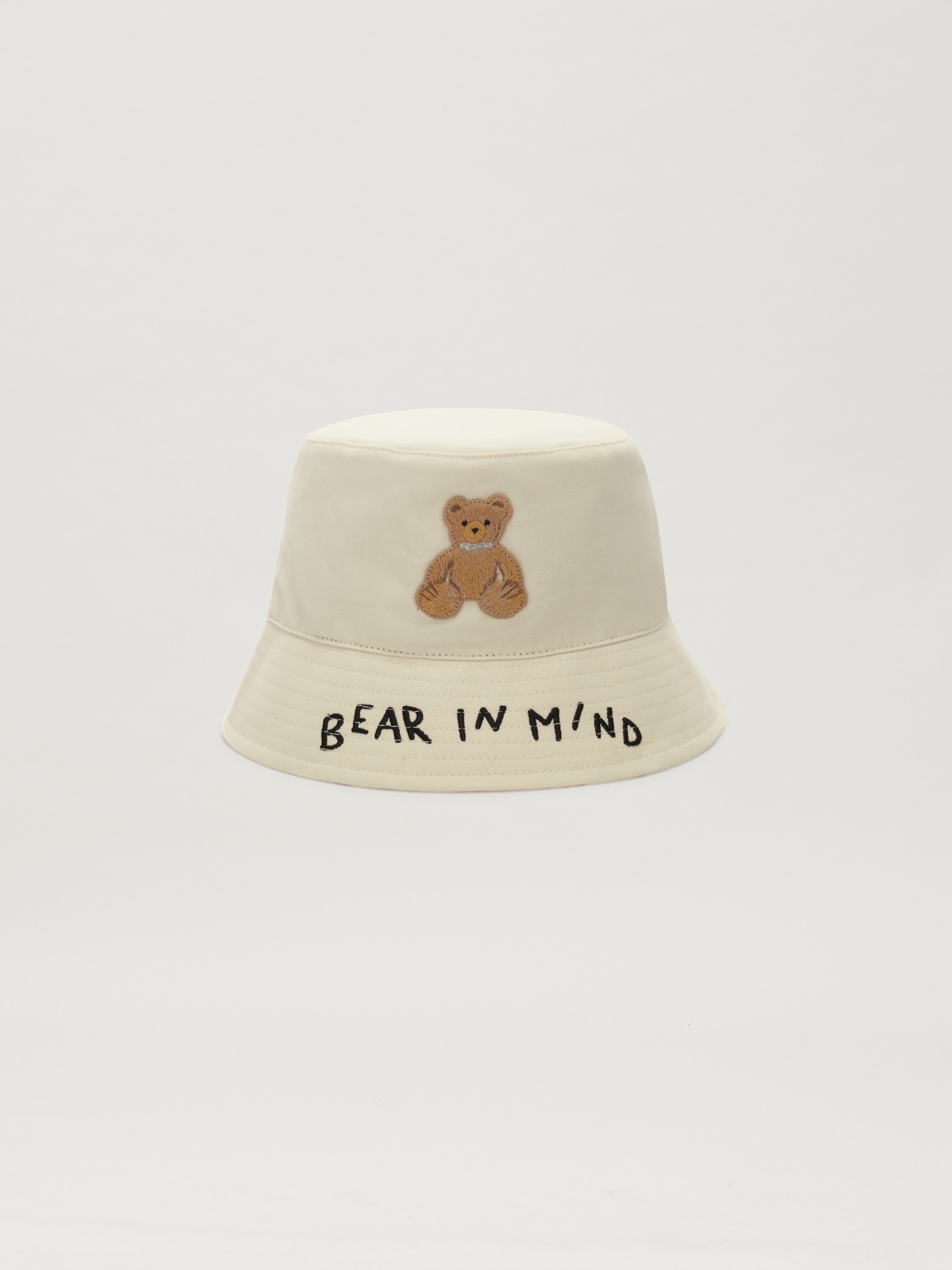 PALM ANGELS  Bear in Mind Bucket Hat OFF WHITE - BROWN PMLA039S25FAB003