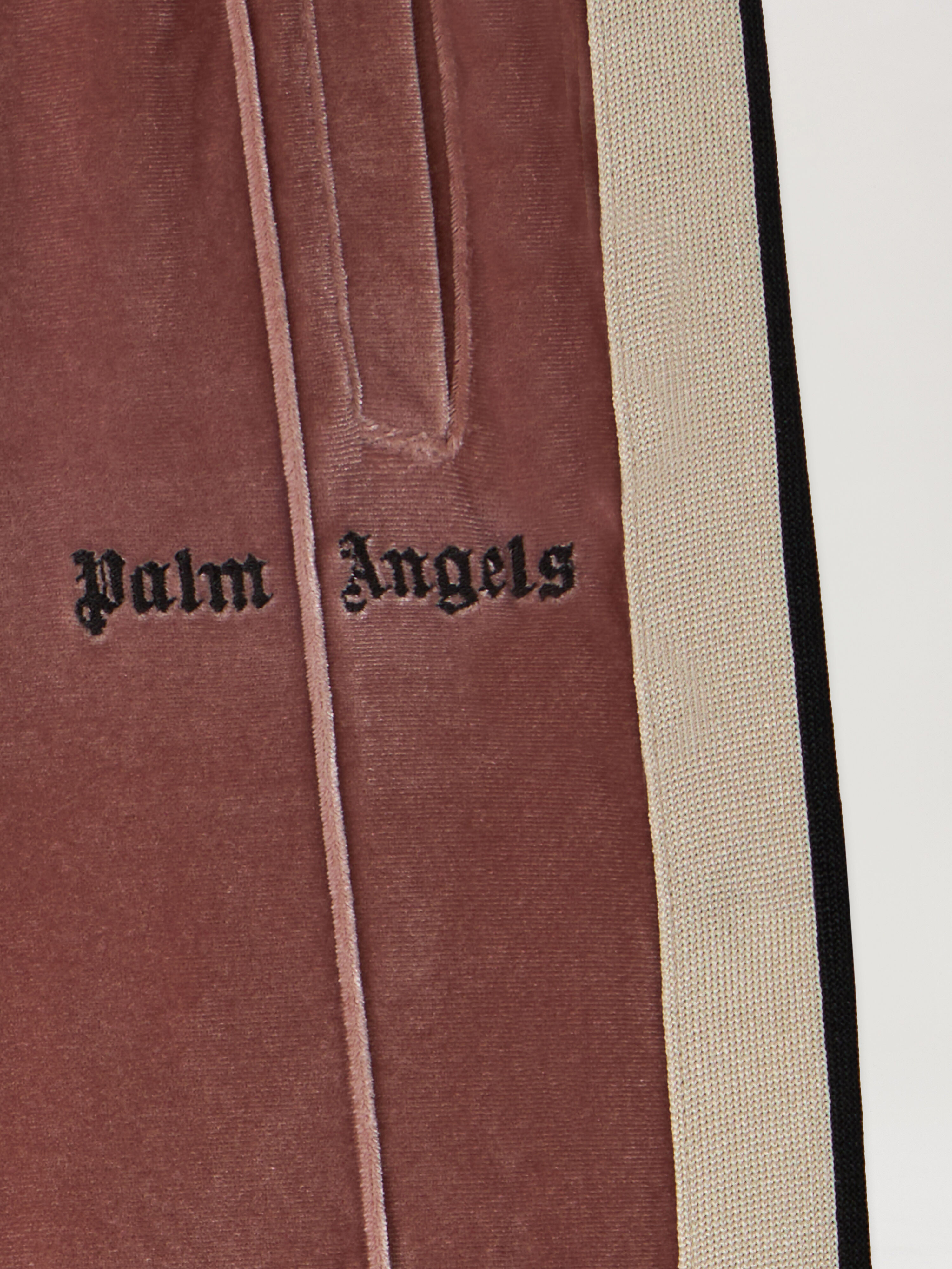 PALM ANGELS Pa Chenille Track Flare Pant ANTIQUE ROSE BLACK PGCJ012F25FLE001