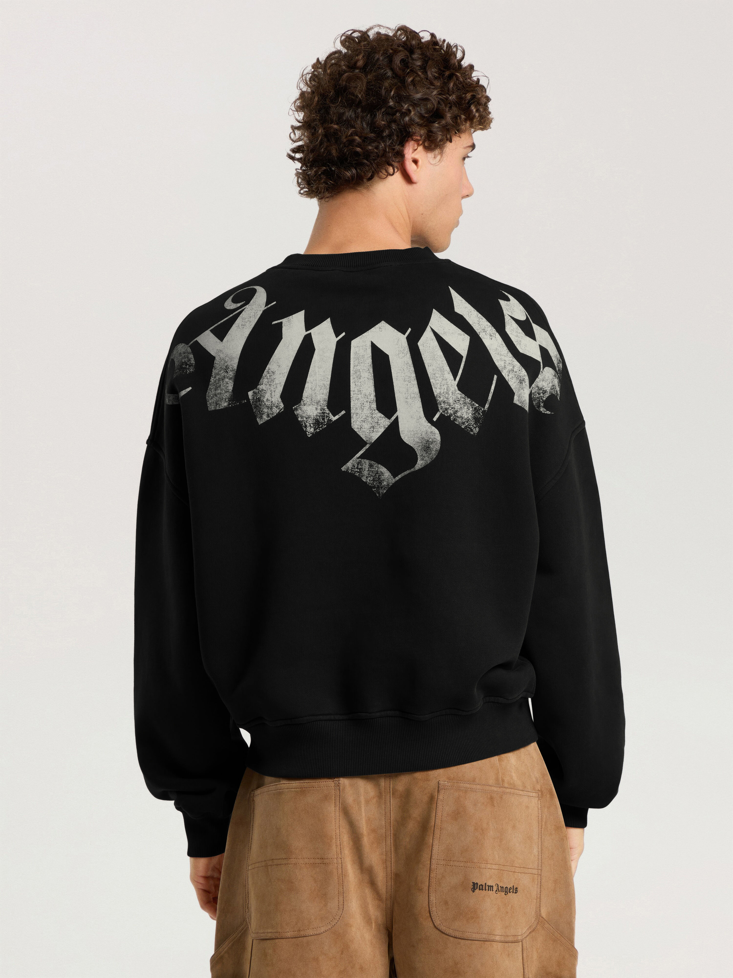 Felpa Big Neck Logo Loose PALM ANGELS Felpa Big Neck Logo Loose BLACK - OFF WHITE PAMBA04F26FL01