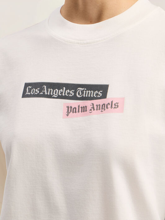 PALM ANGELS Paxlatimes Cropped Tee OFF WHITE - MULTICOLOR PWAA079F25JER004