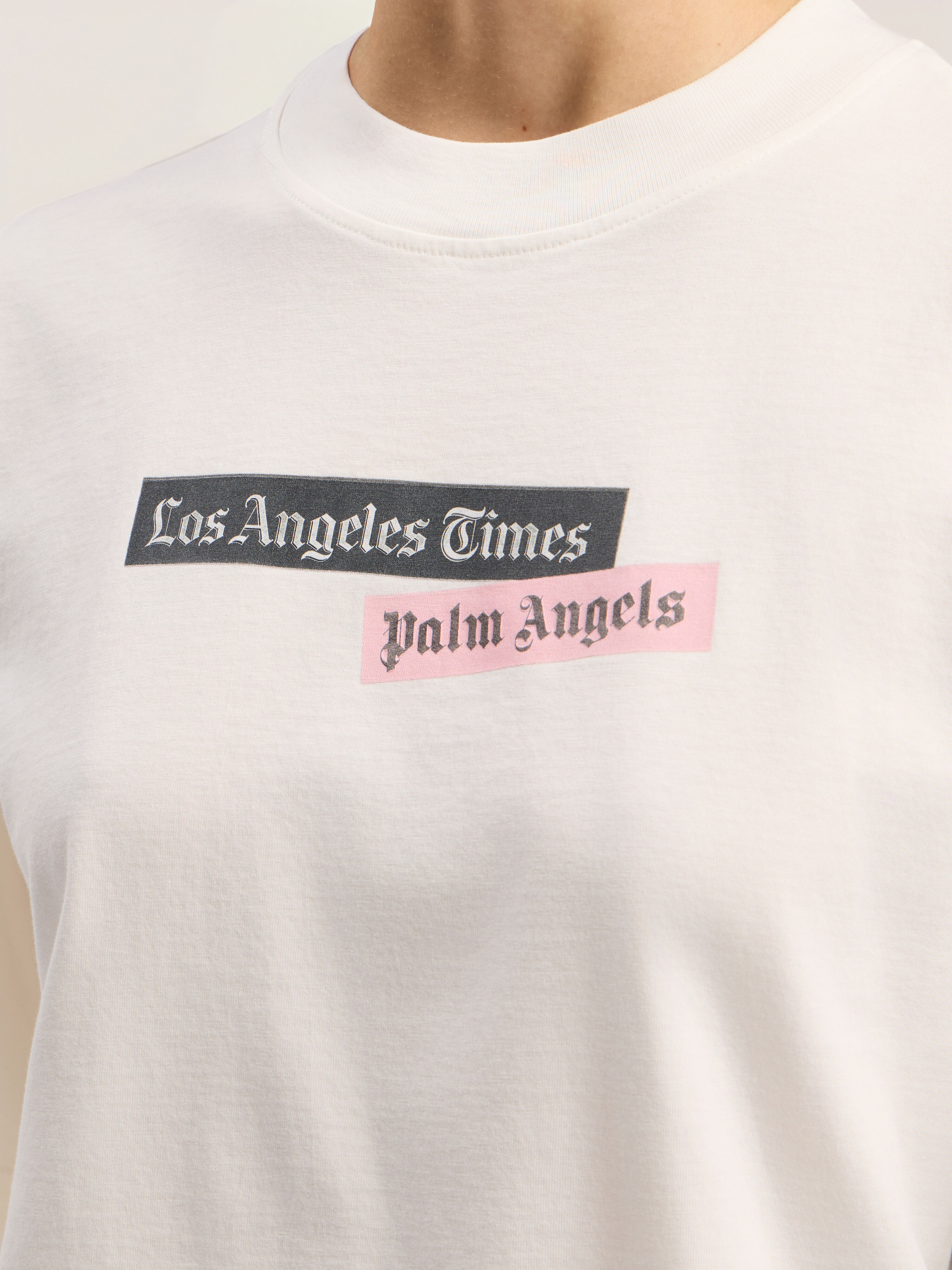 PALM ANGELS Paxlatimes Cropped Tee OFF WHITE - MULTICOLOR PWAA079F25JER004