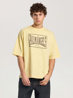 PALM ANGELS Vintage Box Logo Loose T-Shirt LIGHT YELLOW - BROWN PAMAA03F26JR04