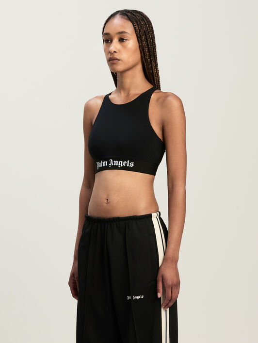 American neckline sport top PALM ANGELS American neckline sport top BLACK - WHITE PWVO024C99FAB001