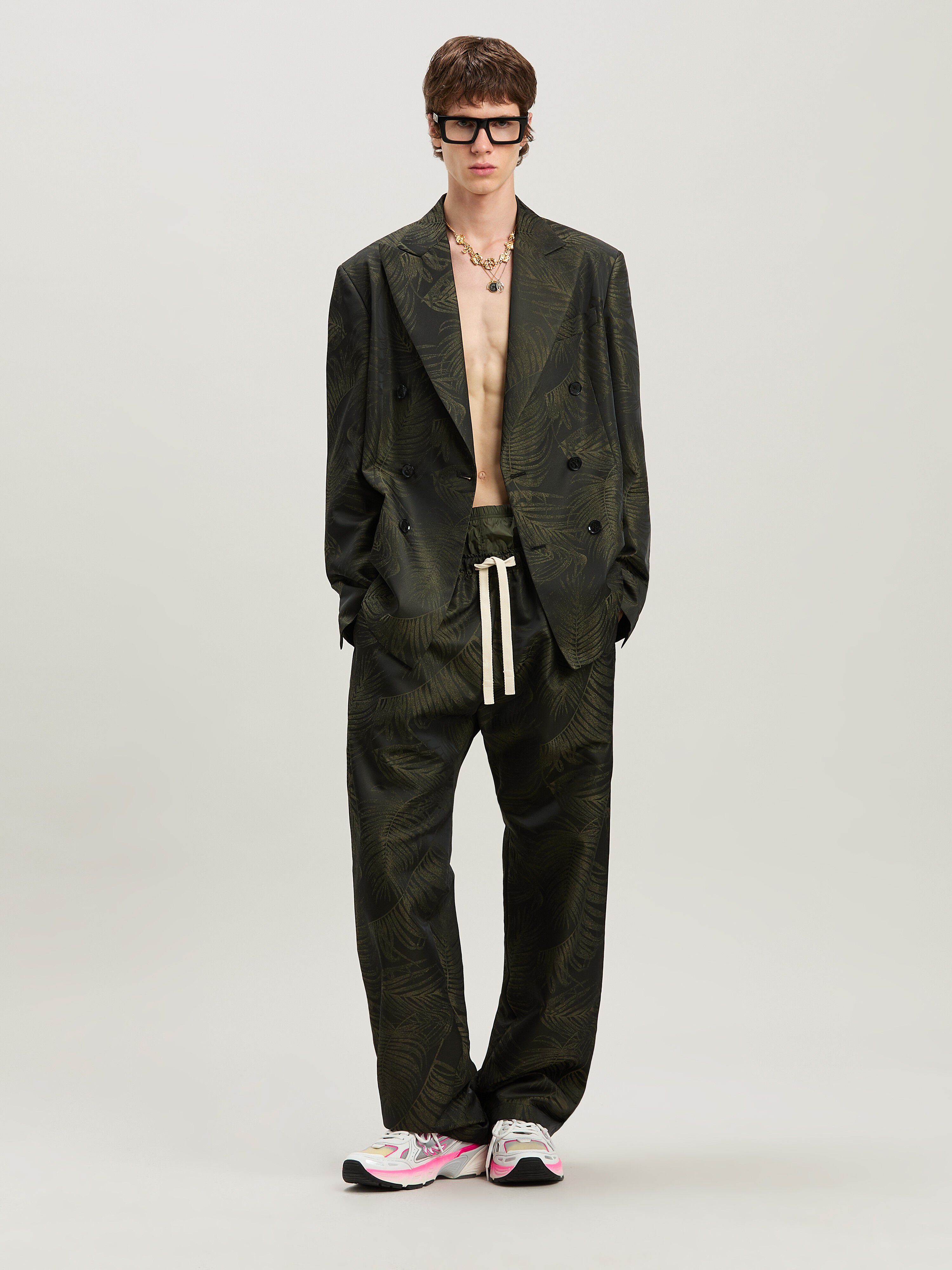 PALM ANGELS  Palmen Jacquard Blazer MILITARY GREEN - MILITARY GREEN PMEN050S25FAB001
