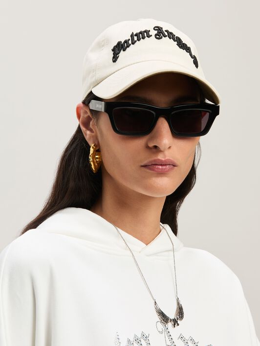 PALM ANGELS  Embroidered Curved Logo baseball cap OFF WHITE - BLACK PMLB10AS25FAB001