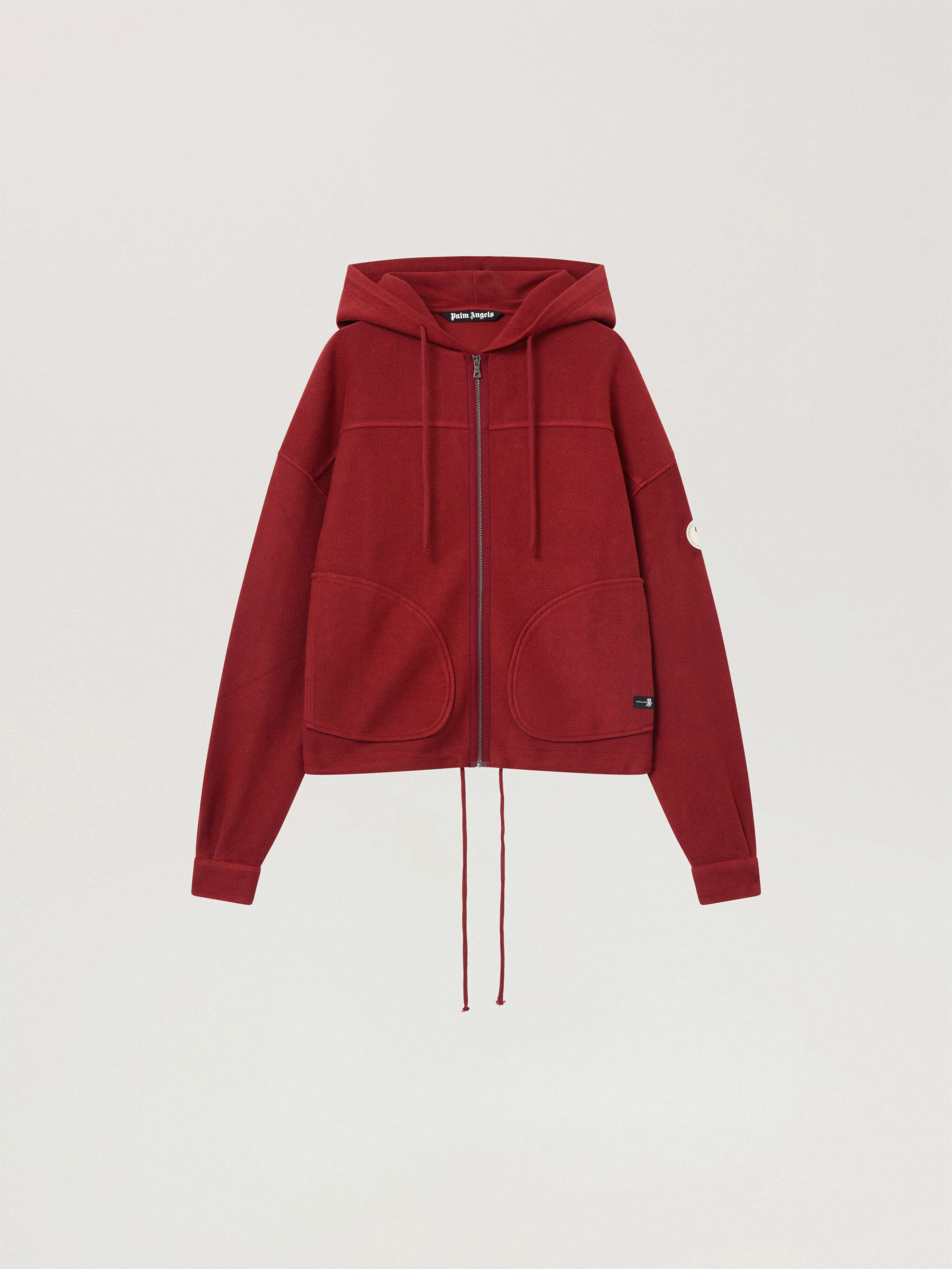 Palm Tree Zip Loose Hoodie PALM ANGELS Palm Tree Zip Loose Hoodie BRICK RED - OFF WHITE PAMBE03W26FL02