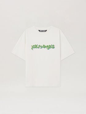 PALM ANGELS Thai Logo T-Shirt OFF WHITE GREEN PMAA109S26JER009