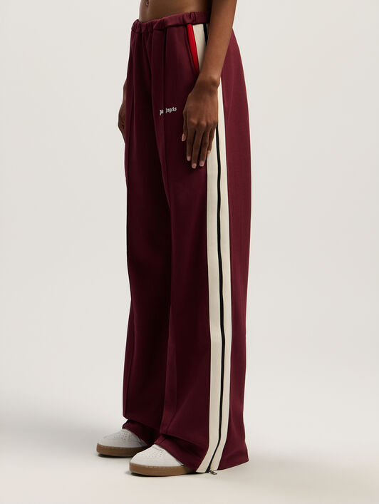 PALM ANGELS Colorblock Zip Track Pants BURGUNDY - OFF WHITE PWCJ039F25FAB001