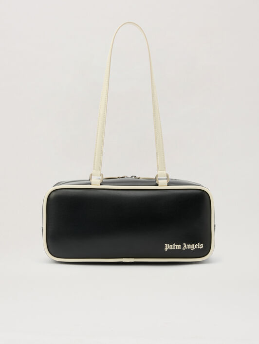 PALM ANGELS Classic Logo Shoulder Bag BLACK OFF WHITE PWNN03HS26FAB001