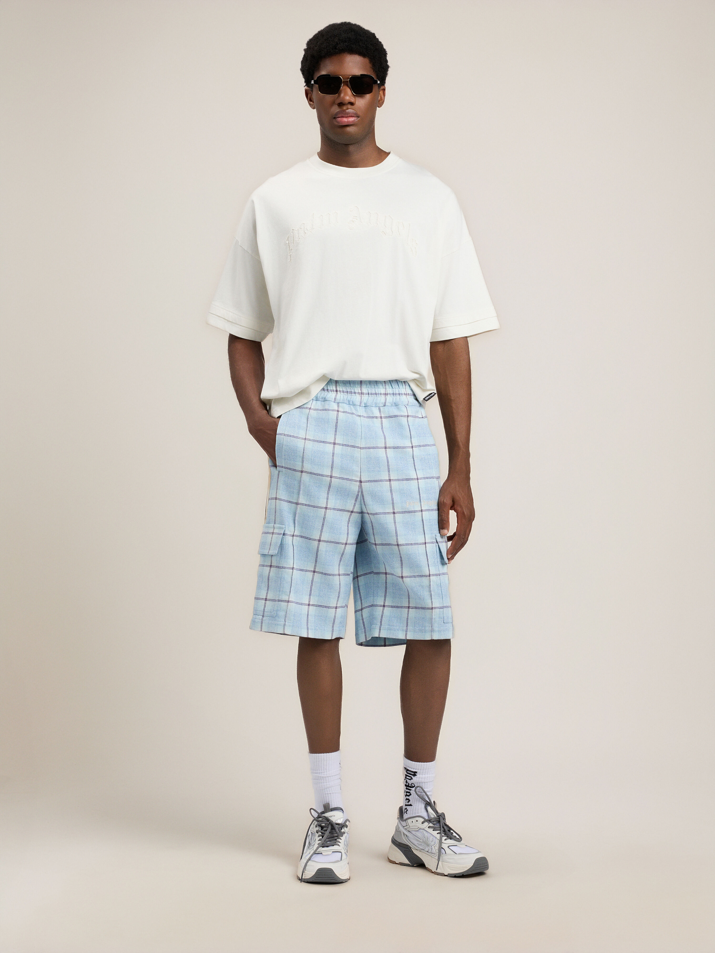 PALM ANGELS Curved Logo Loose Double T-Shirt OFF WHITE OFF WHITE PMAA10QS26JER001