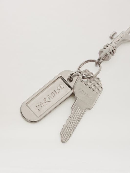 PALM ANGELS  Metallic logo plate key ring ARGENTO - ARGENTO PMNF01BS25MAT001