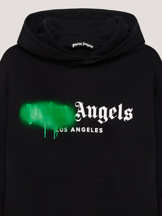 PALM ANGELS Spray City Los Angeles Hoodie Black/Green PMBB17DT26FLE001