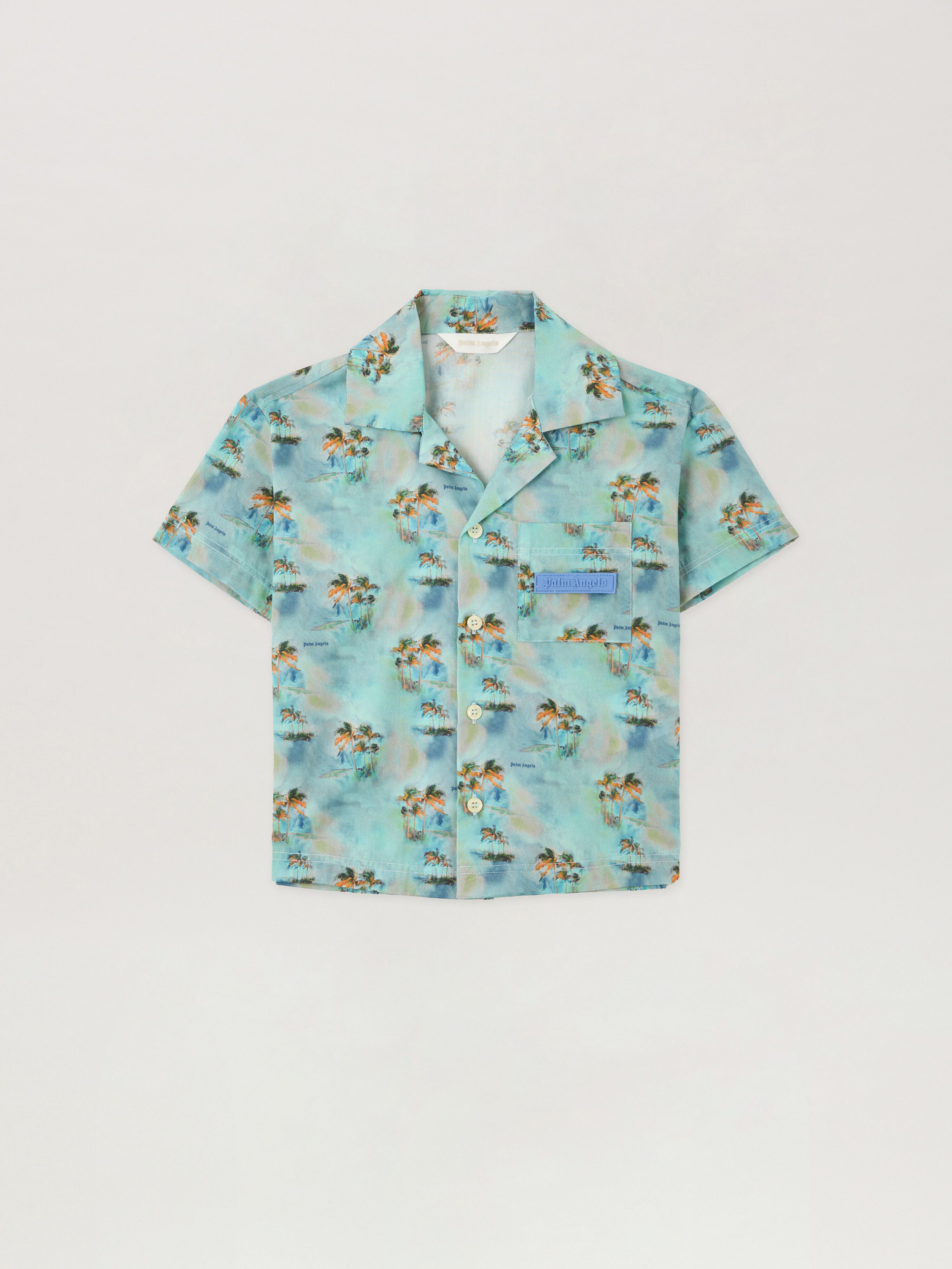 AOP Palms Bowling Shirt in BLU BIMBO/ BABY BLUE | Palm Angels®