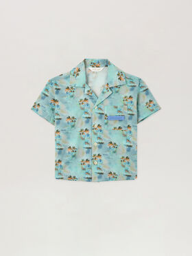 PALM ANGELS Aop Palms Bowling Shirt BLU BIMBO/ BABY BLUE PBGG002S26FAB001