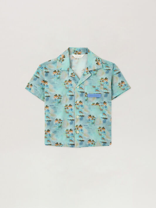 PALM ANGELS Aop Palms Bowling Shirt BLU BIMBO/ BABY BLUE PBGG002S26FAB001