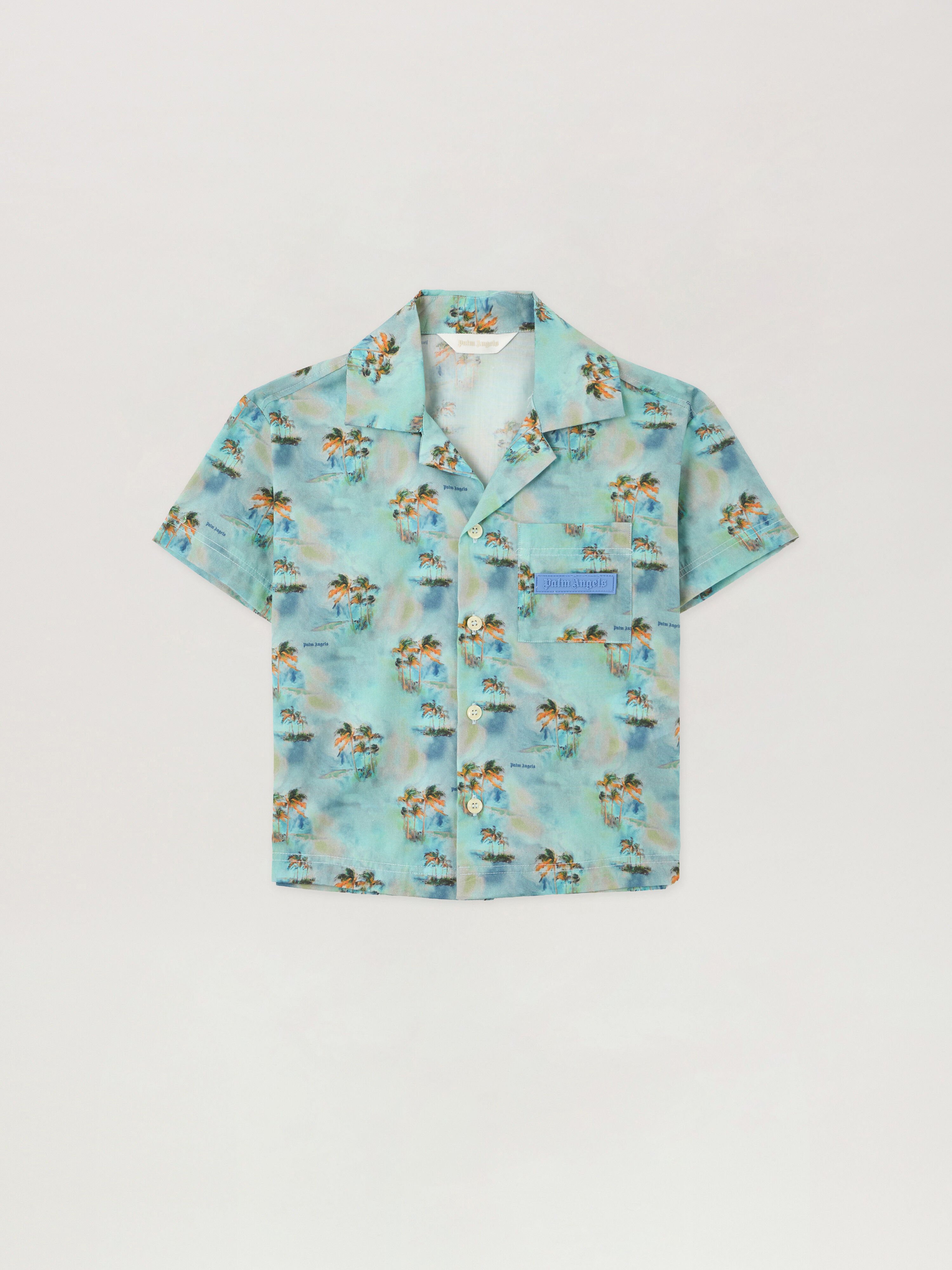 PALM ANGELS Aop Palms Bowling Shirt BLU BIMBO/ BABY BLUE PBGG002S26FAB001
