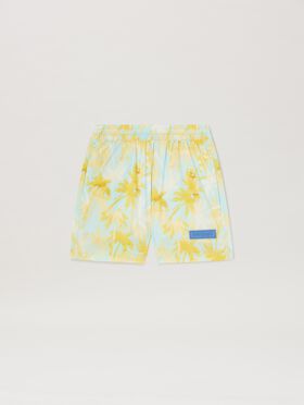 PALM ANGELS  All over palm print shorts SKY BLUE DUSTY BLUE PBFD001S25FAB001