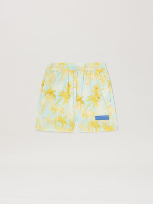 PALM ANGELS  All over palm print shorts SKY BLUE DUSTY BLUE PBFD001S25FAB001