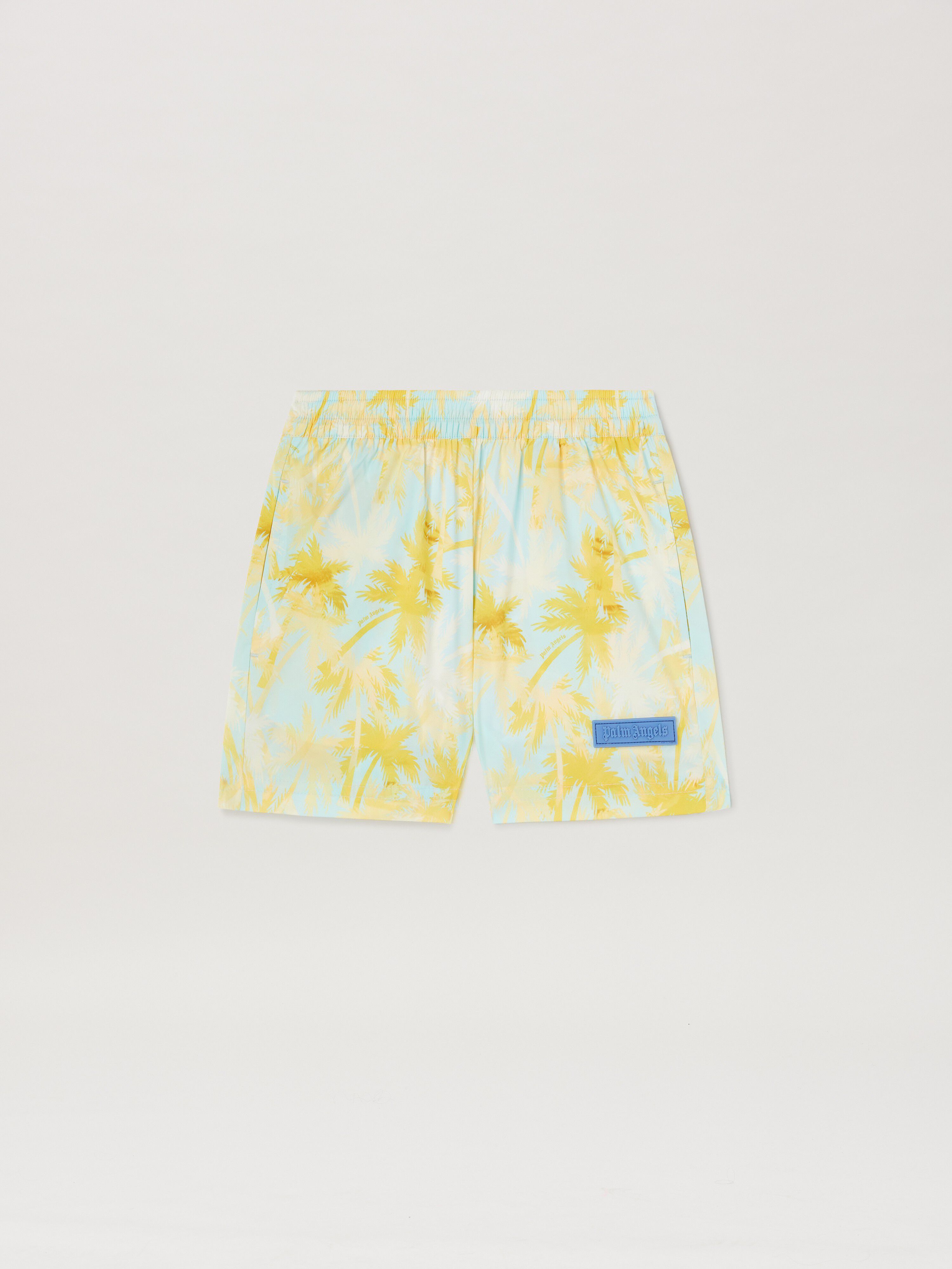 PALM ANGELS  All over palm print shorts SKY BLUE DUSTY BLUE PBFD001S25FAB001