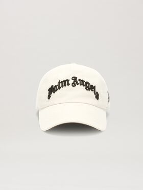 PALM ANGELS  Embroidered Curved Logo baseball cap OFF WHITE - BROWN PMLA039S25FAB003