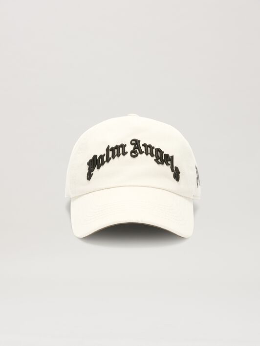 PALM ANGELS  Embroidered Curved Logo baseball cap OFF WHITE - BLACK PMLB10AS25FAB001