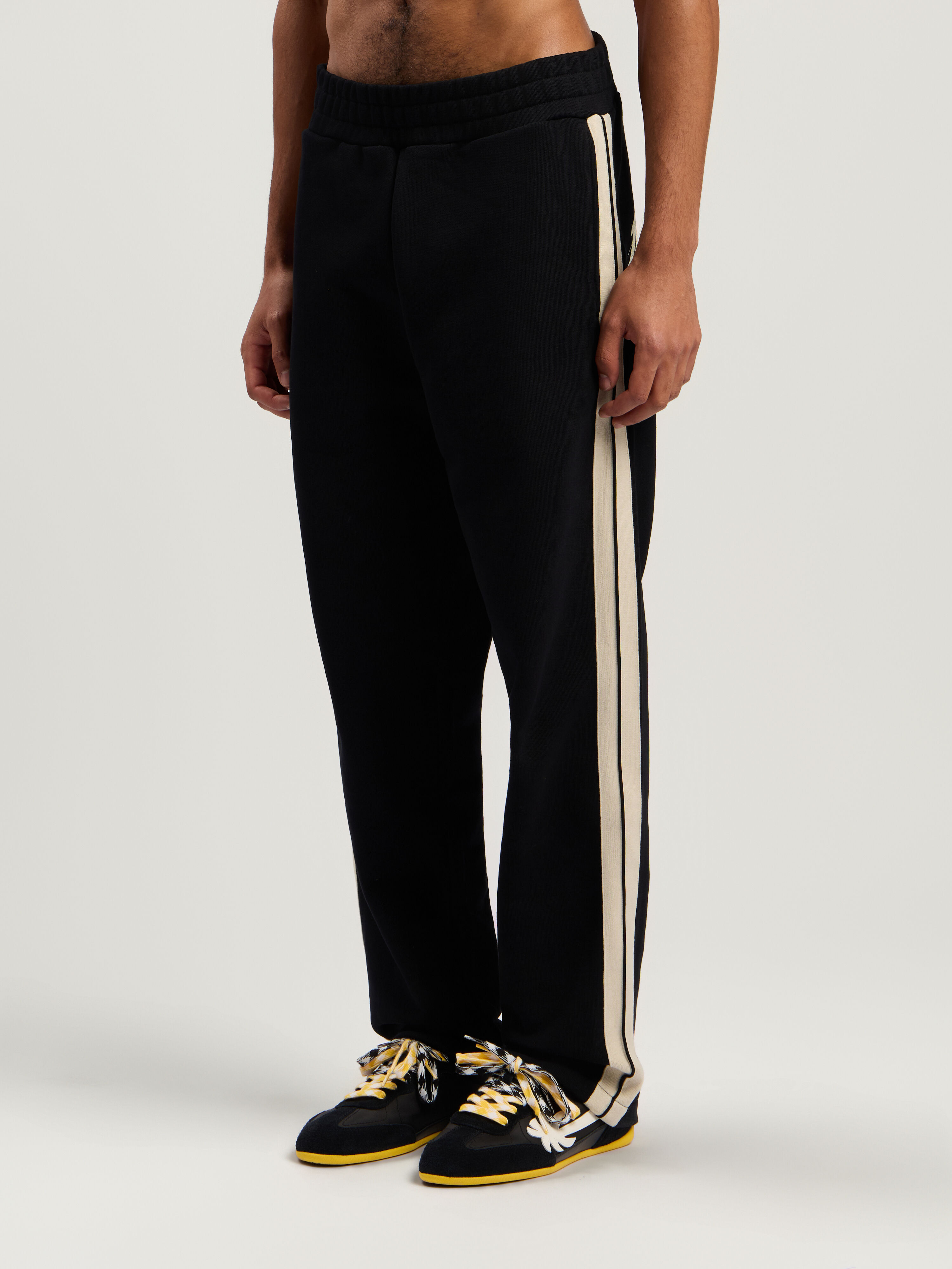 PALM ANGELS Curved Logo Track Sweatpants BLACK - OFF WHITE PMCH02KF25FLE001