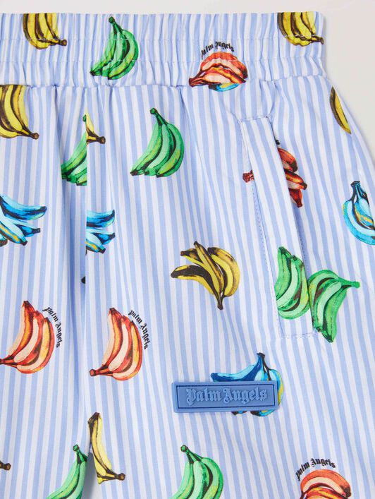 PALM ANGELS  Shorts mit Bananen-Print LIGHT BLUE DUSTY BLUE PBCB006S25FAB003