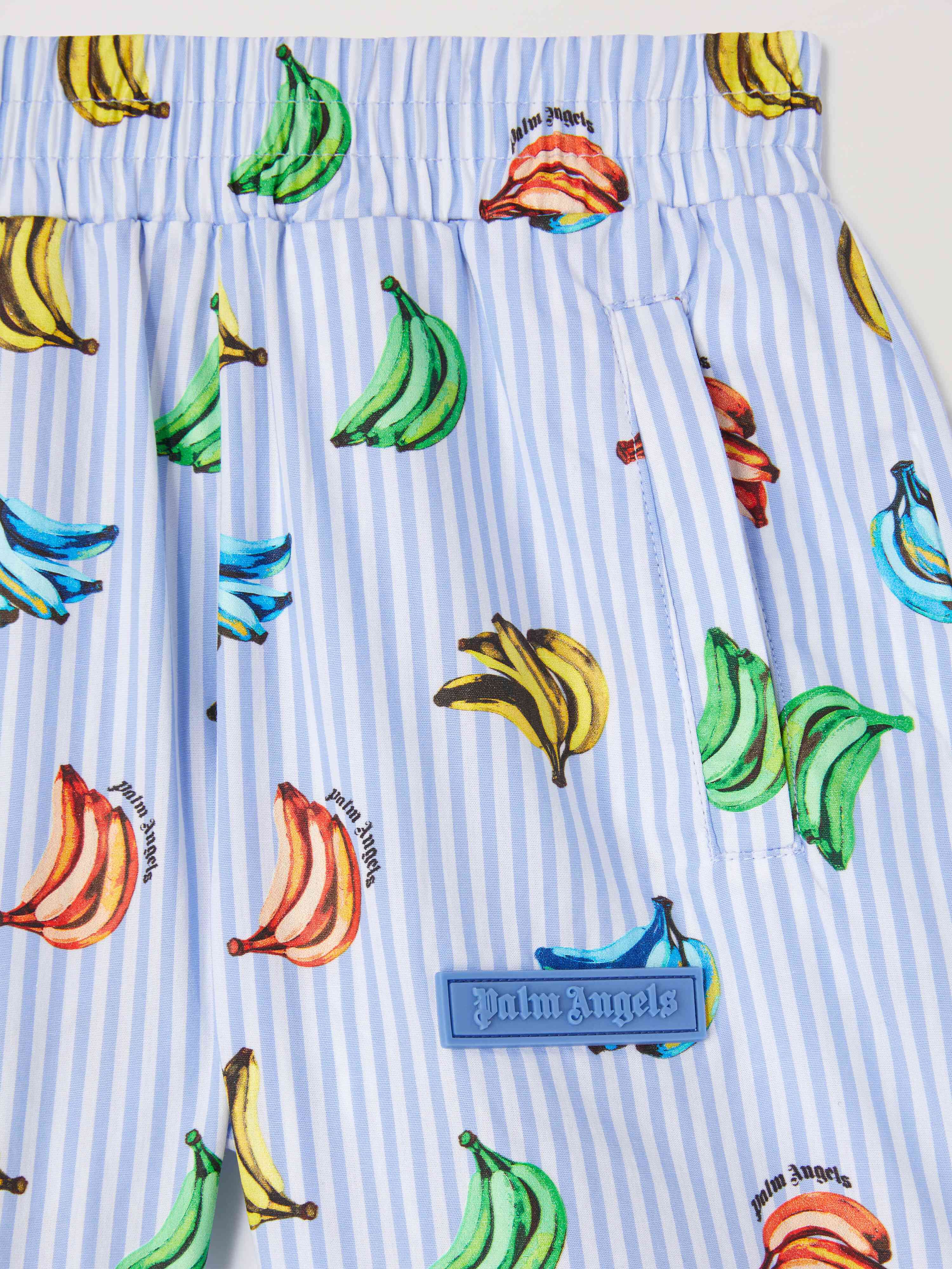 PALM ANGELS  Shorts mit Bananen-Print LIGHT BLUE DUSTY BLUE PBCB006S25FAB003