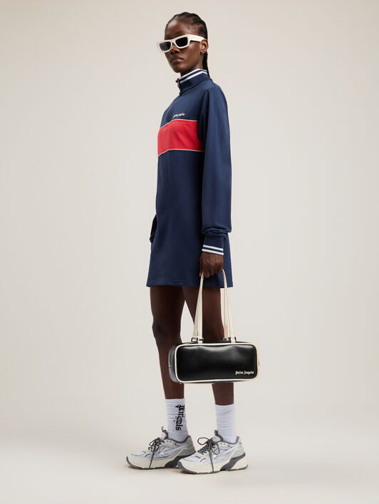 PALM ANGELS Classic Logo Shoulder Bag BLACK OFF WHITE PWNN03HS26FAB001