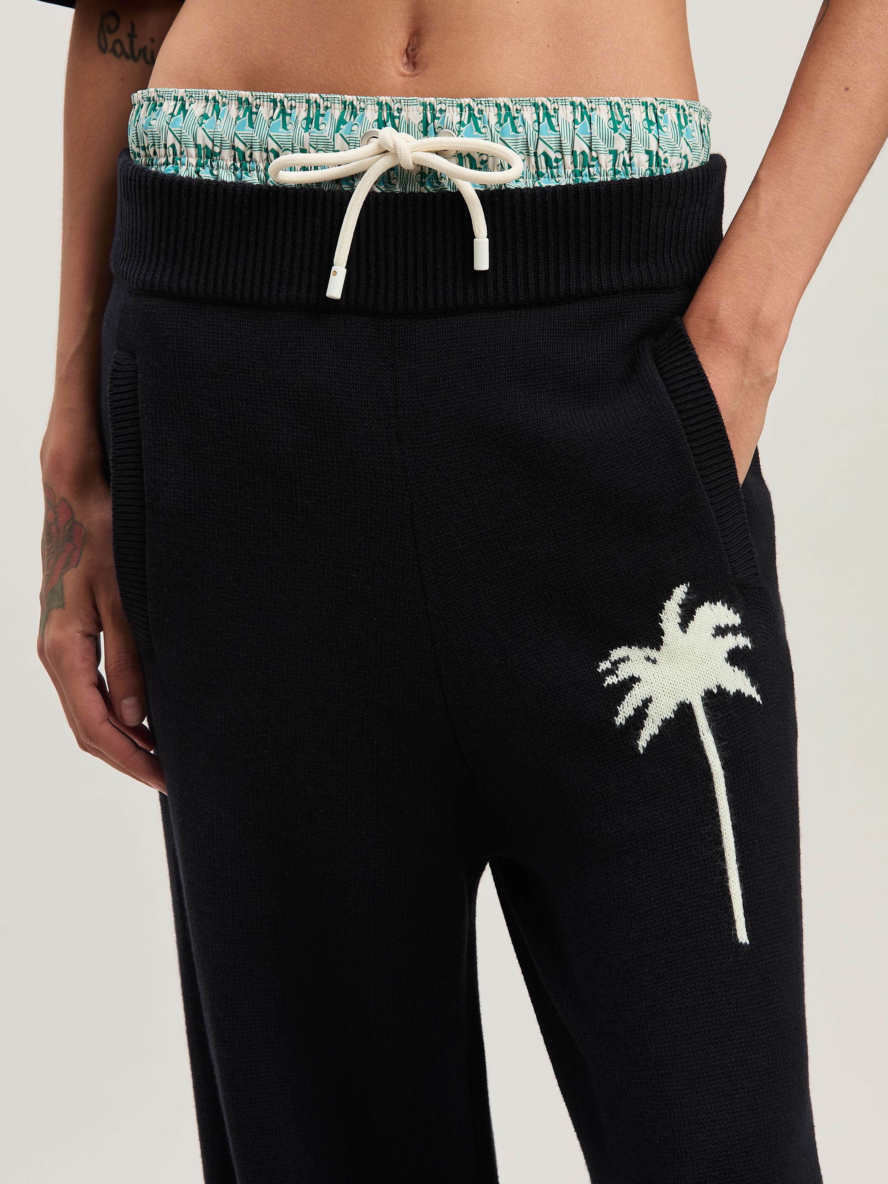 PALM ANGELS  Palm Inlay Track knit pants BLACK - OFF WHITE PWHG035S25KNI001