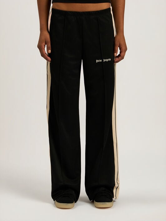 PALM ANGELS Classic Logo Loose Track Pants BLACK - OFF WHITE PAWCJ05F26FB01