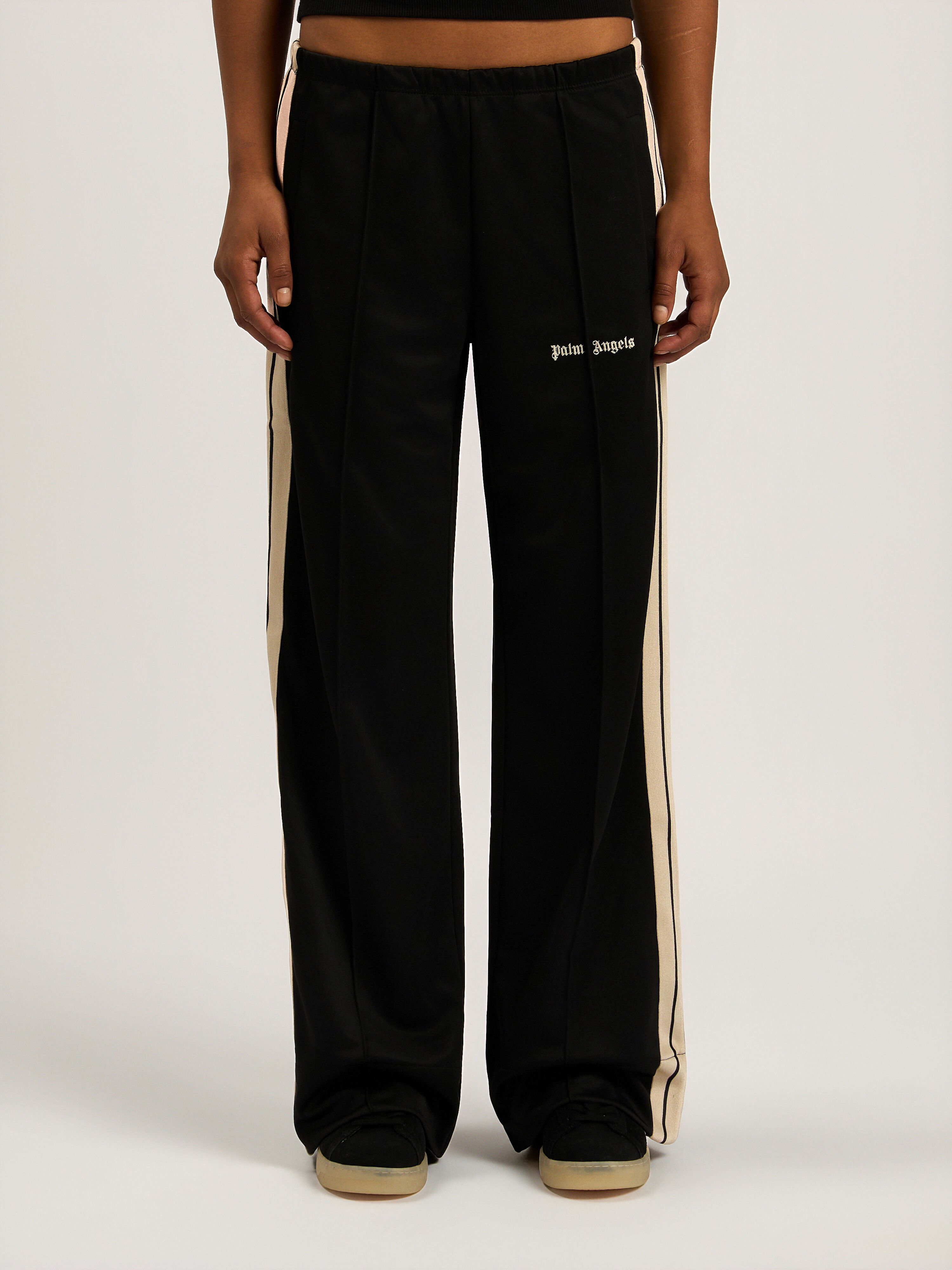 PALM ANGELS Classic Logo Loose Track Pants BLACK - OFF WHITE PAWCJ05F26FB01