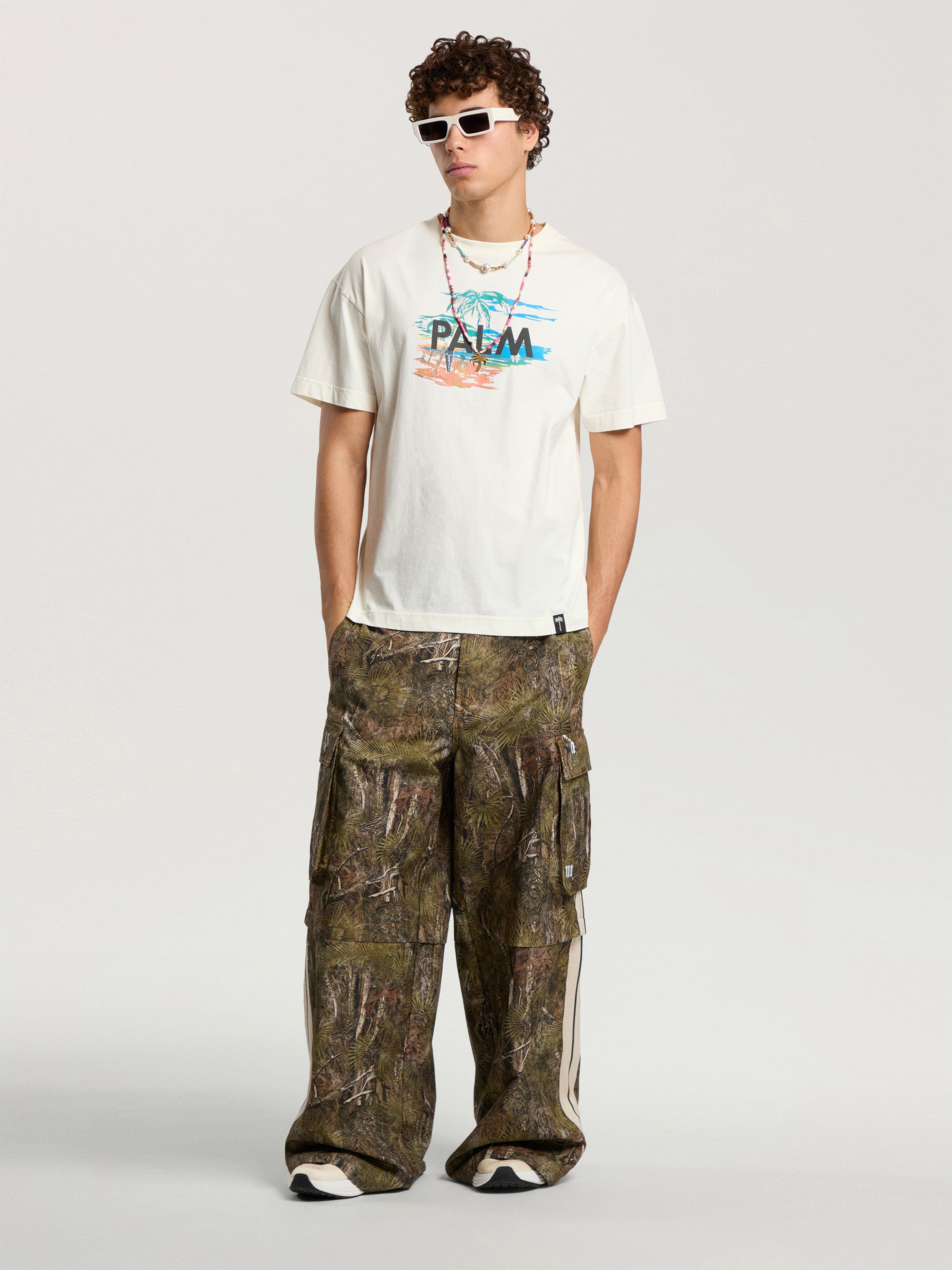 Palm Island Regular T-Shirt PALM ANGELS Palm Island Regular T-Shirt OFF WHITE - MULTICOLOR PAMAA01F26JR04