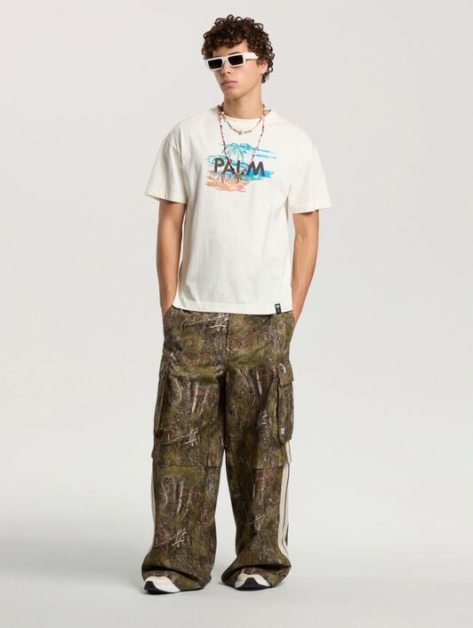 Palm Island Regular T-Shirt PALM ANGELS Palm Island Regular T-Shirt OFF WHITE - MULTICOLOR PAMAA01F26JR04