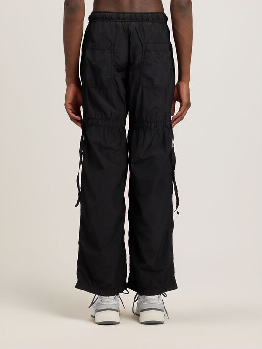 PALM ANGELS Curved Logo Draws Cargo Pants BLACK OFF WHITE PMCF03BS26FAB002