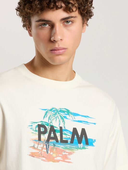 Palm Island Regular T-Shirt PALM ANGELS Palm Island Regular T-Shirt OFF WHITE - MULTICOLOR PAMAA01F26JR04
