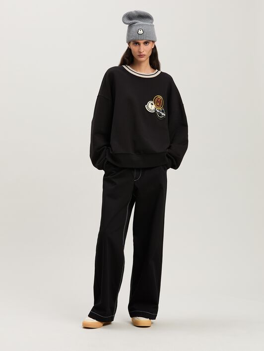 PALM ANGELS  tri-Patch sweatshirt Moncler x Palm Angels BLACK - WHITE PMBA08CT25FLE001
