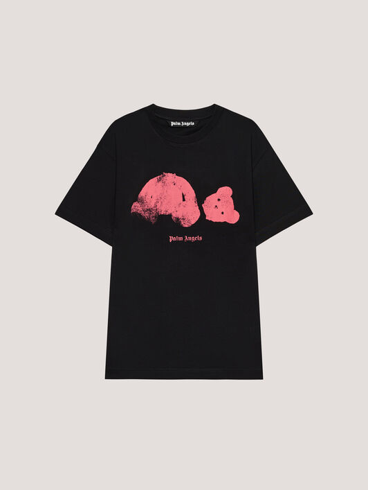 PALM ANGELS Spray Broken Bear T-Shirt Black/Pink PMAA109T26JER002