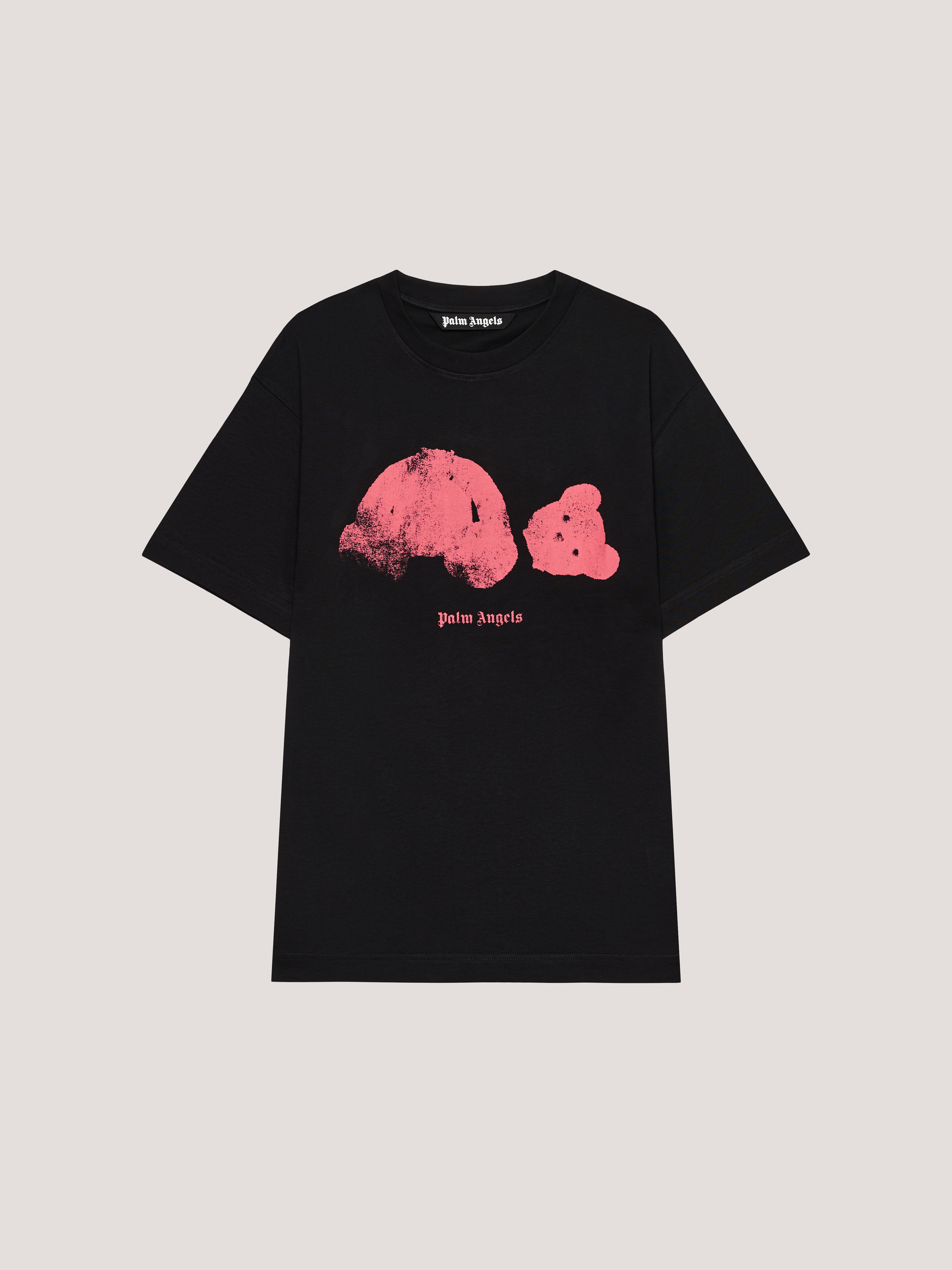 PALM ANGELS Spray Broken Bear T-Shirt Black/Pink PMAA109T26JER002