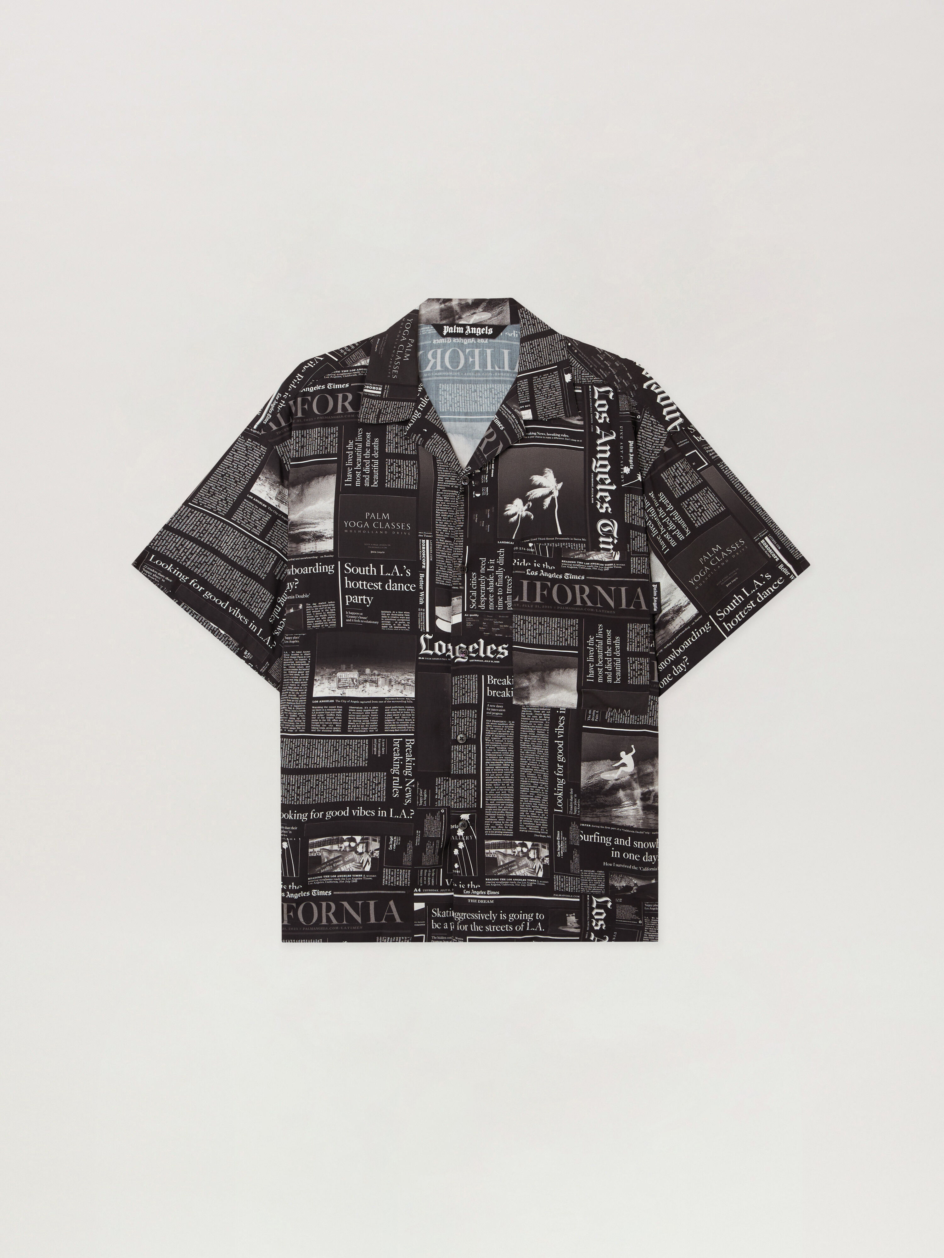 PALM ANGELS PAXLATIMES News Shirt BLACK - OFF WHITE PMGG00DF25FAB005