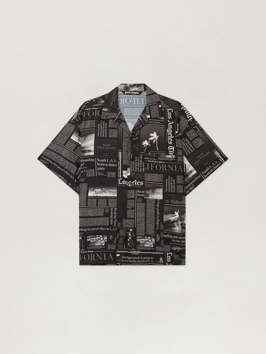 PAXLATIMES News Shirt PALM ANGELS PAXLATIMES News Shirt BLACK - OFF WHITE PMGG00DF25FAB005