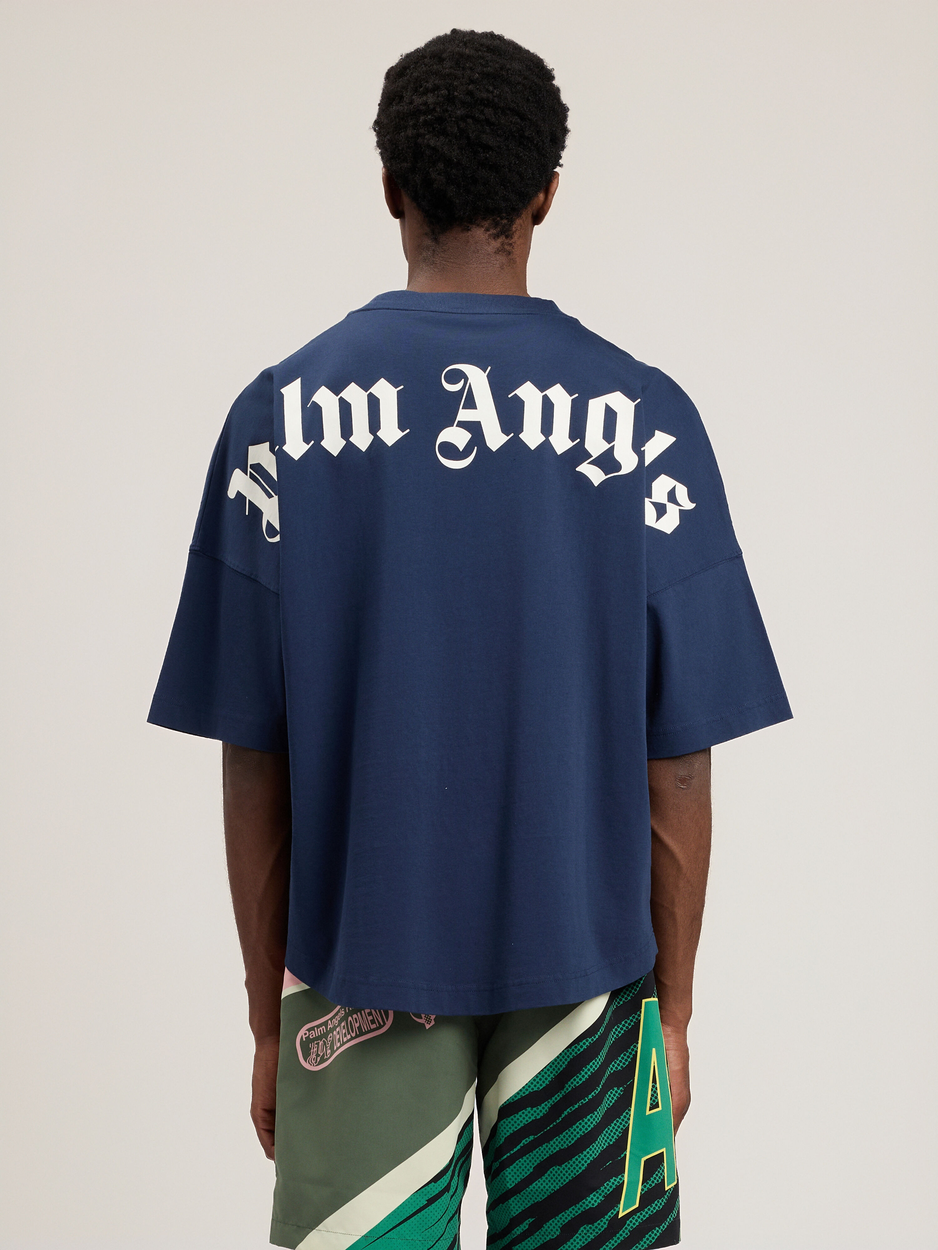 PALM ANGELS Classic Logo Over T-Shirt NAVY BLUE OFF WHITE PMAA10BS26JER001