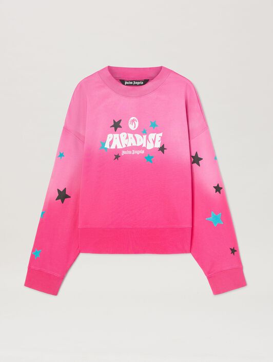 PALM ANGELS  Paradise crewneck sweatshirt FUCHSIA - OFF WHITE PMBA026S25FLE001