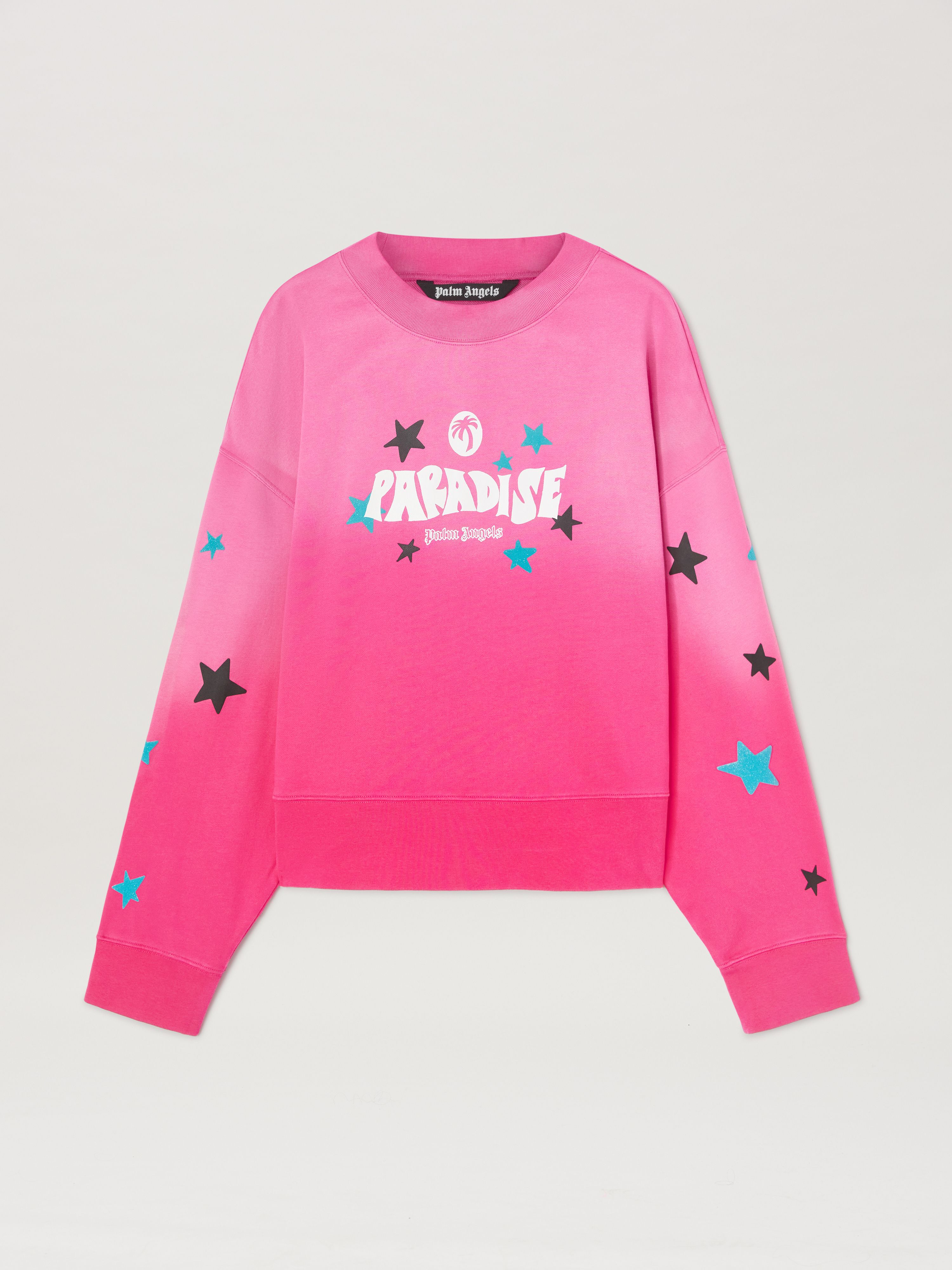 PALM ANGELS  Paradise crewneck sweatshirt FUCHSIA - OFF WHITE PMBA026S25FLE001