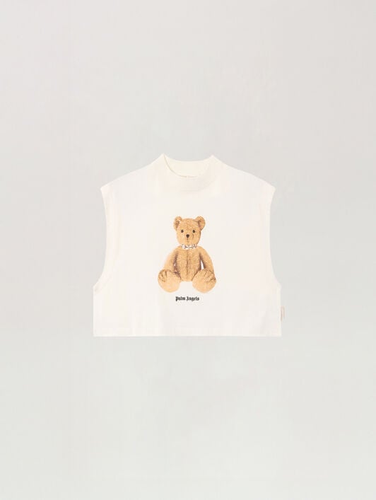 Bear Boxy Tank Top PALM ANGELS Bear Boxy Tank Top OFF WHITE BROWN PWAC022S26JER002